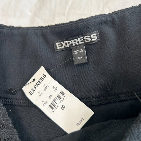NWT Express Black Lace A-Line Mini Skater Skirt Women’s Size 00 Cotton Blend - Picture 4 of 5